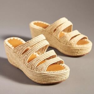 Carrie Forbes Anthropologie Medi Raffia Platform Sandals EU 37